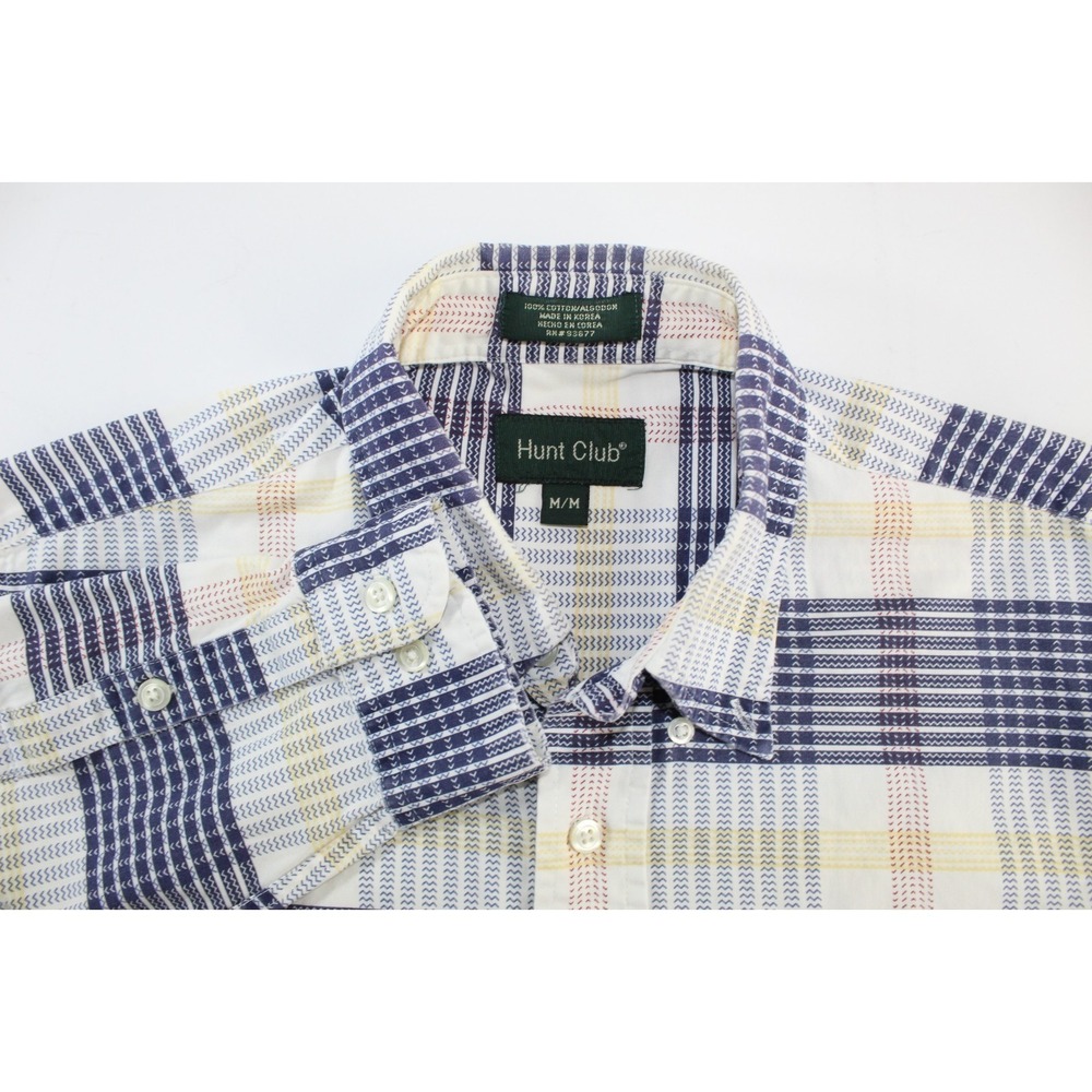 Vintage Hunt Club Long Sleeve Shirt Men Medium Multicolor Plaid Collar Button Up